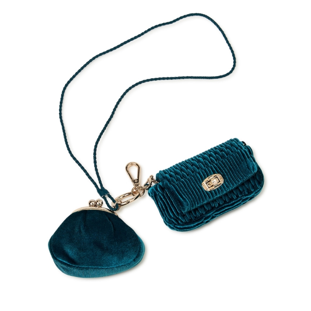 2 piece gift set crossbody kisslock blue gold micro mini cute present bag